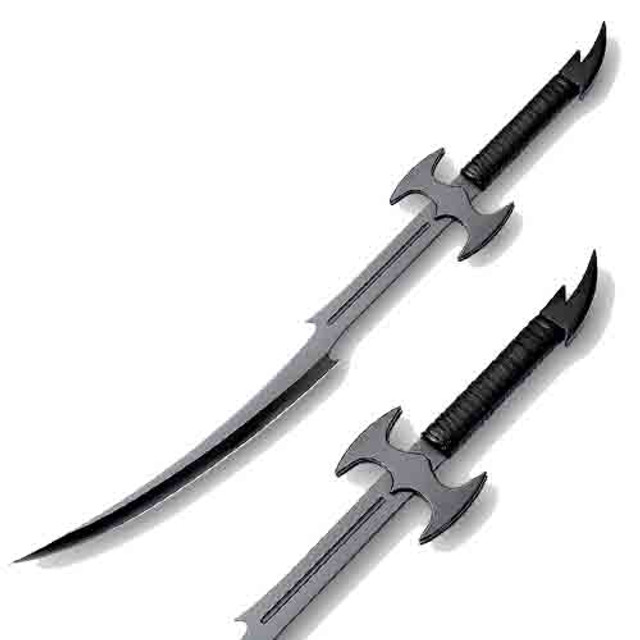 BLACK NINJA BAT WARRIOR SWORD 26.5 OVERALL 2 PCS THROWING KNIFE SET - Edge  Import