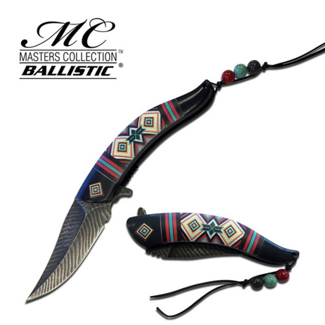 Native American Indian Collection Assisted Knife Black