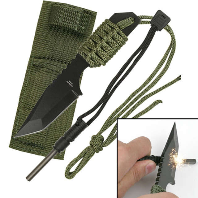 Fire Starter Hunting Camping Knife  W/Flint - 5MM Thick Blade