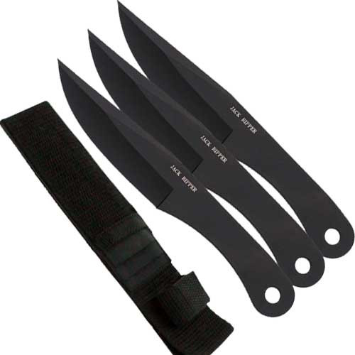 8.5" Overall Jack Ripper Throwing Knives  3Pcs Set. (Black)