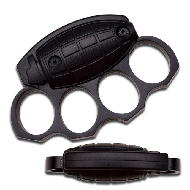 Frag Out! Metal Paper Weight Grenade Motif Knuckle Shape Ninja Black