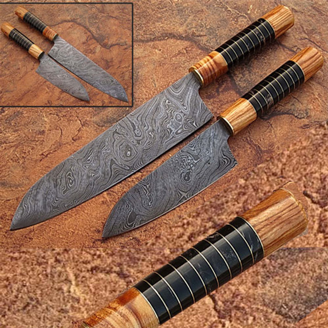 HTB-20 Damascus Knife custom handmade Chef Knife / Oak Wood Handle —  HomeTown Knives