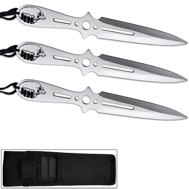 Jack Ripper Throwing Knives Set 3pcs VERY SHARP 8.5in Overall Silver - Edge  Import