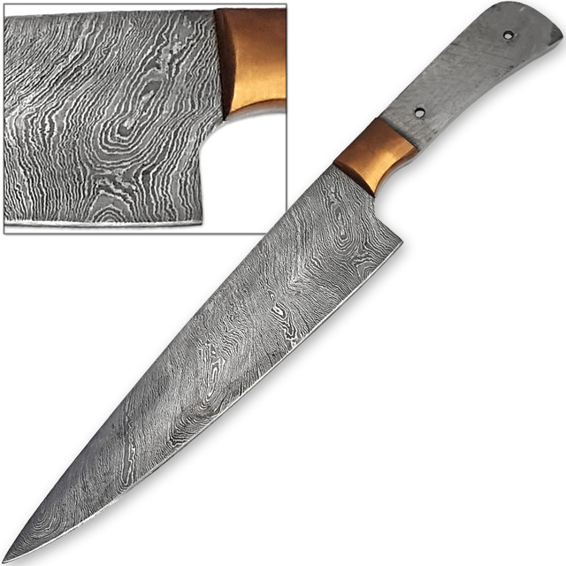 Damascus Steel Blank Santoku Chef Knife