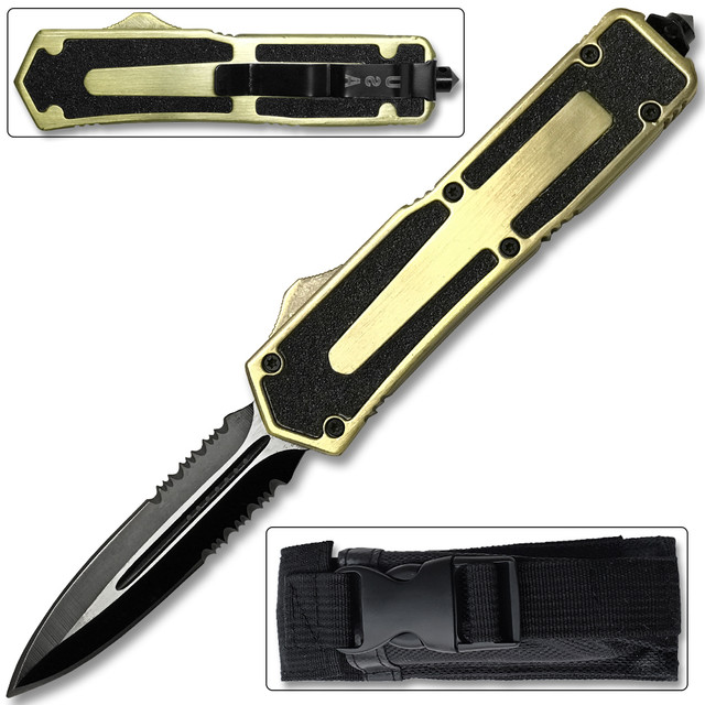  Titan OTF Originator Gold Serrated Knife