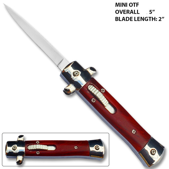  Mini OTF Italian Milano Knife Wood Handle Limited Edition 