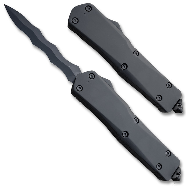  OTF Black Kriss Double Edge  Blade  Knife Large Black