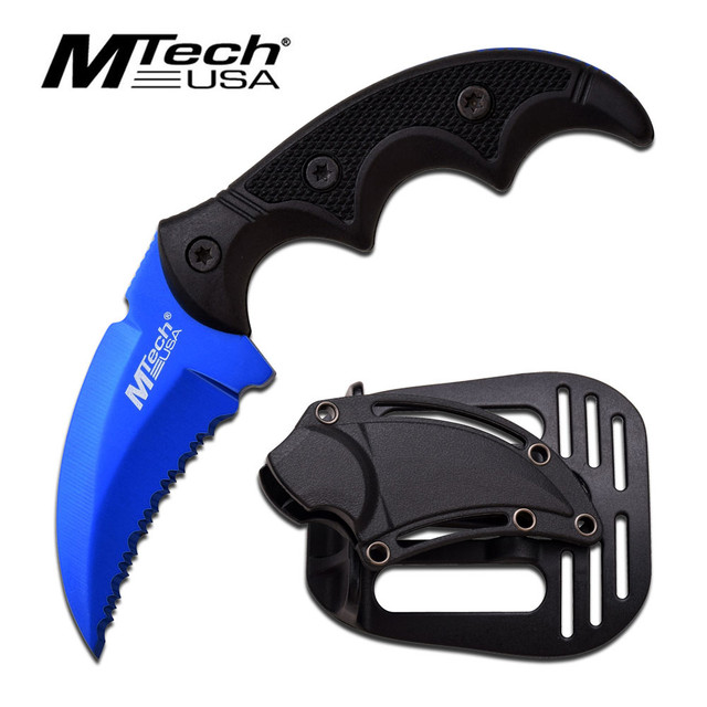 MTech USA BLUE FIXED BLADE KNIFE 5" OVERALL
