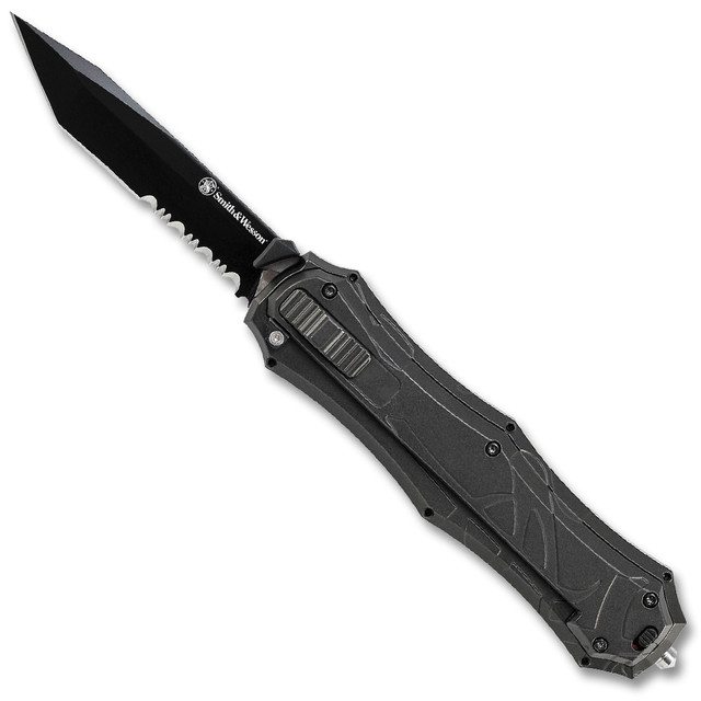 SMITH & WESSON OTF ASSIST FINGER ACTUATOR KNIFE (3.2" BLACK SERR)
