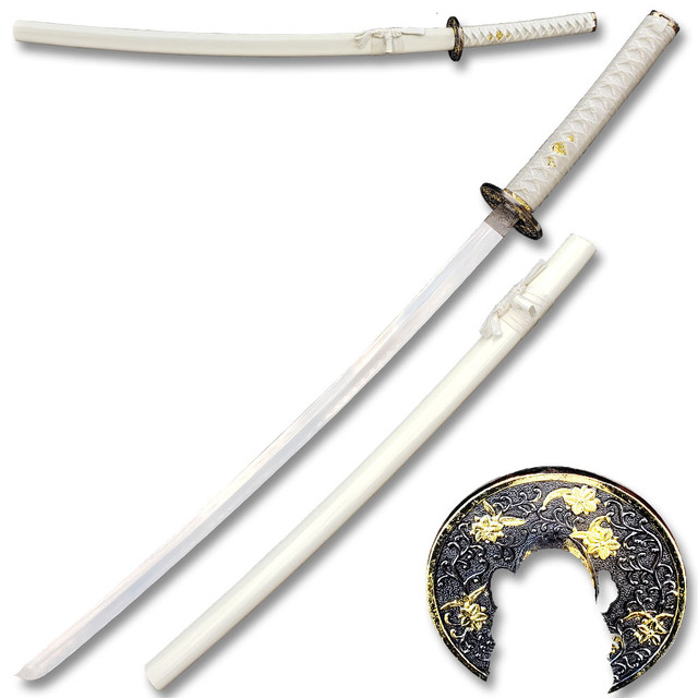 WHITE SAMURAI KATANA  40" OVERALL