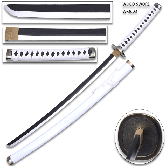 One Piece Roronoa Zoro's Wado Ichimonji Sword Wood All White Anime Katana Kuina