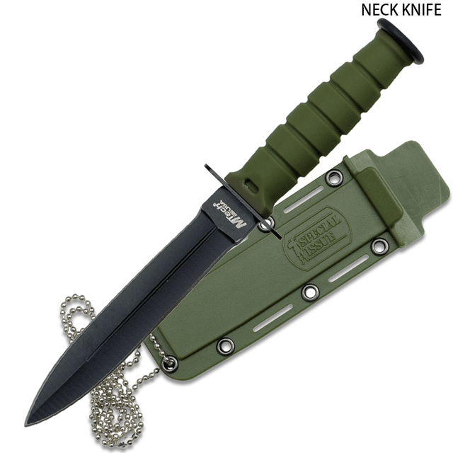  MTech USA Special Issue GI Knife Tactical Fixed Blade Green Boot & Neck Holster