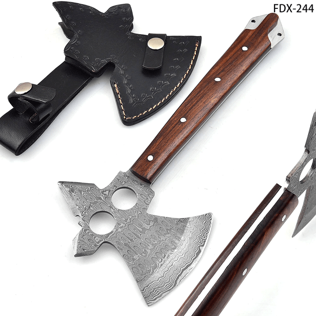 White Deer Hand Forge Damascus Steel Axe For Camping Outdoors 