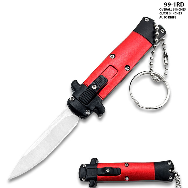  Mini Red Key Chain OTF Knife Drop Point