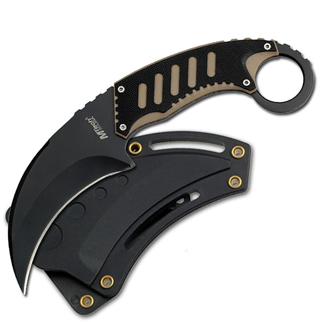  MTech USA Robust Tactical 7in Karambit & Tan G10 Grip w Sheath for IWB, Boot, 