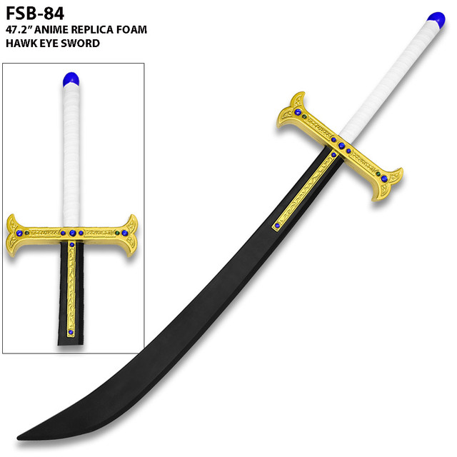 47” Foam Japanese Anime Eagle Eye Pirate Cross Sword Blade Weapon Cosplay Costume Replica