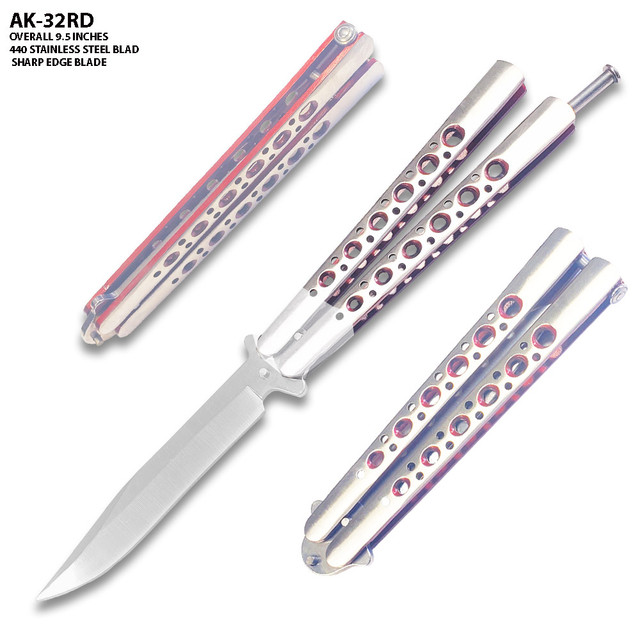 Drop point Sharp Edge Butterfly Blue and Silver Blade Ltd