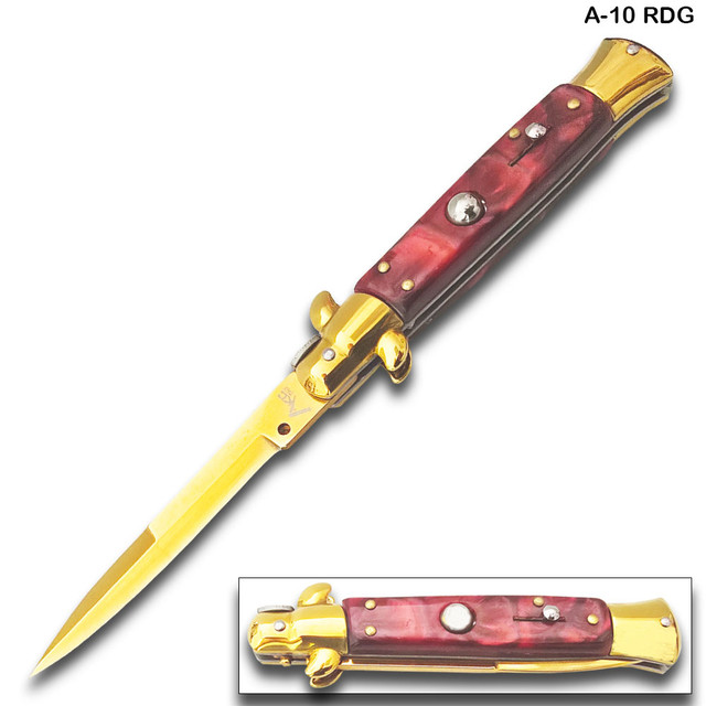 AKC Edition Blade Automatic Stiletto Knife Wood Handle - Edge Import