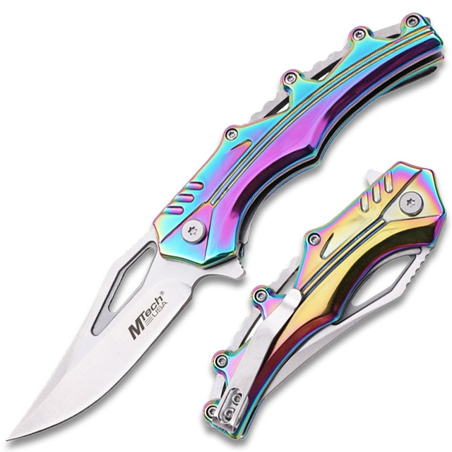 Mtech Spring Assisted  Titanium Finish Handle
