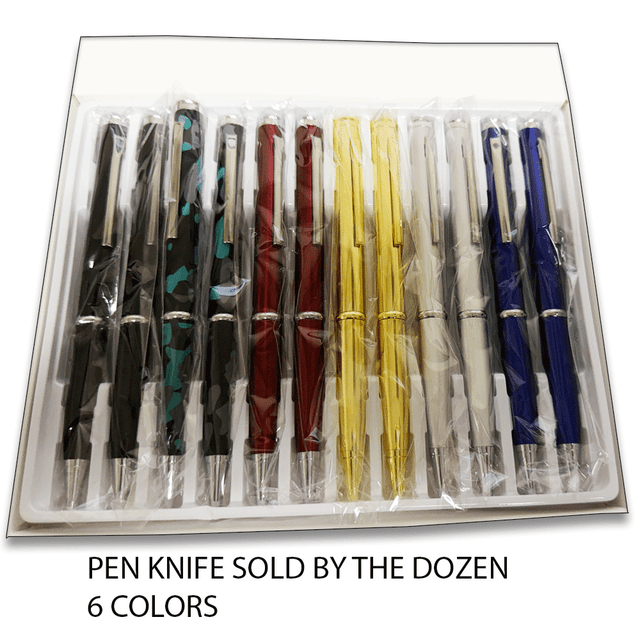 Pen Knife Set of 12 – Assorted Color Novelty Pen-Style Knives