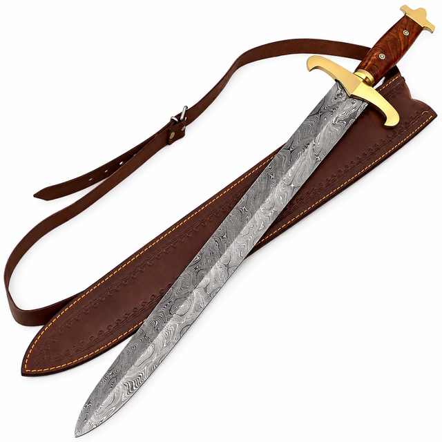 32" Viking Medieval Decorative Damascus Sword – Patterned Blade