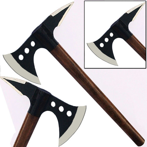 【acha 】TRIPLE AXE Spiked Medieval Axe Steel Viking Replica Battle Hatchet