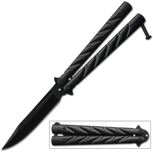 Black Samurai Butterfly Knife Stainless Steel Tanto