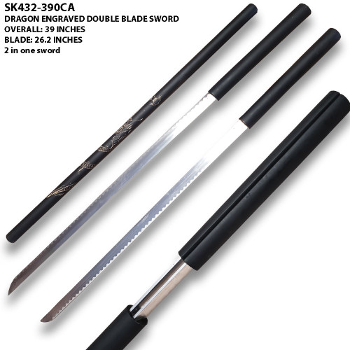 2 in 1 Black Dragon Ninja Double Blade Sword - Edge Import