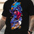 Men's Boho Style Cotton T-Shirt, 100% Cotton Crew Neck Short Sleeve Top with Monster Anime Print, Casual All-Season Knit Fabric Tee for Weekend Wear
