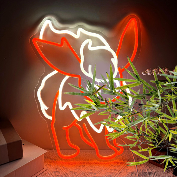Fire Elf Neon Light USB Dimmable LED Wall Art For Gamers, Anime Fans, Teen Rooms Vibrant Fire Fox Decor Gift