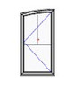 Lincoln clad Left Hand Replacement segment head Casement SASH only, OSM width = 27 OSM height long leg = 56 1/4, OSM  hieght short leg 52 21/32:  white clad, primed interior, low-e 272, 7/8 SDL per picture, Mill finish GIAs  only