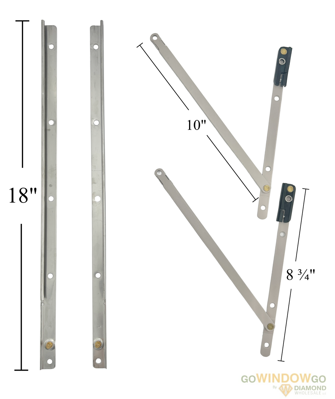 18'' Awning hinge arms & tracks LCN# 199952 RH trk, 199590 KH trk, 180087 RH hng, 180085 LH hng