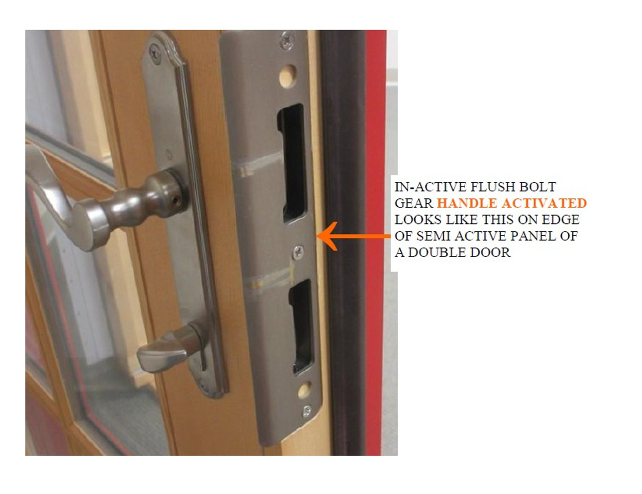 Gear IN-ACTIVE flushbolt 199768 /handle activated for a Lincoln double  swing door 2002 to present