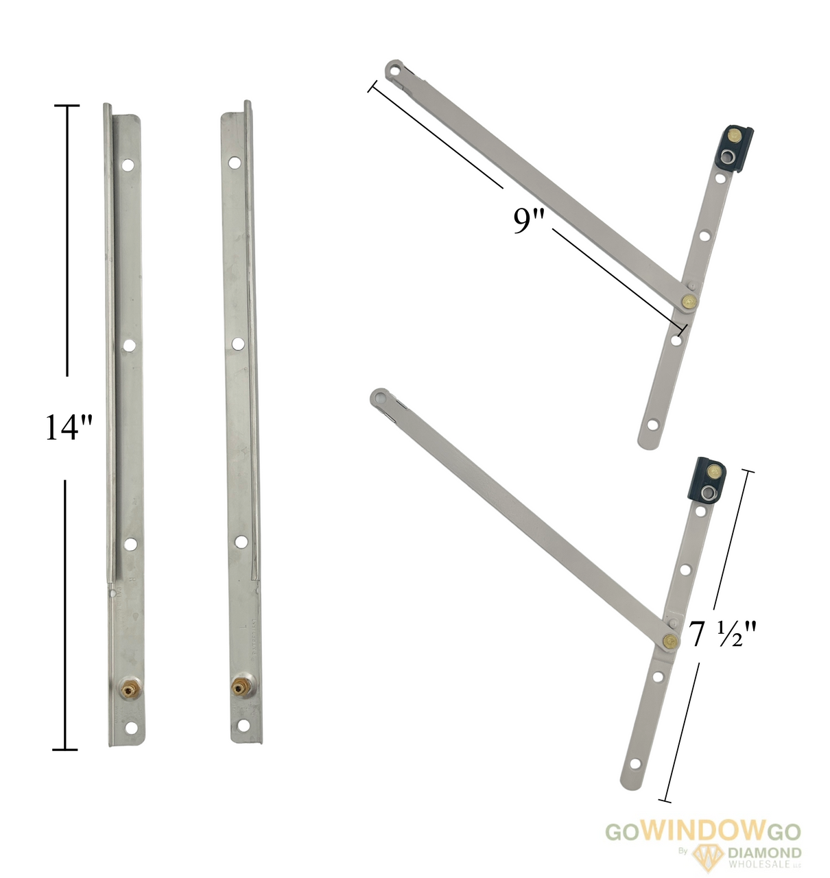 (HINGE) 14'' TOP & BOTTOM SET HINGE ARM & TRACK  #799290