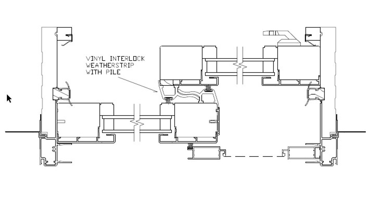 Park-Vue sliding door interlock with pile and screws