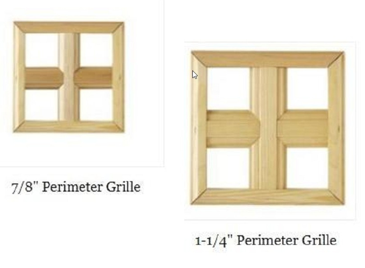 Windsor set (comes with top and bottom) Pinnacle Double Hung "PRAIRIE STYLE" perimeter style  wood grilles