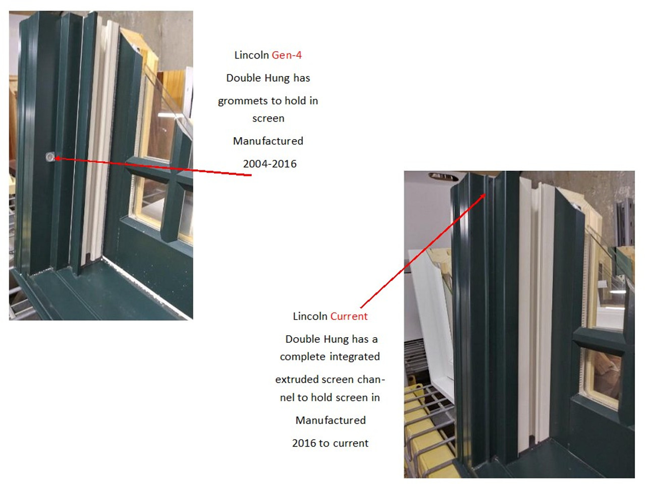 Lincoln Replacement CURRENT STYLE sash 2016 to present (standard liner) equal visible glass widths