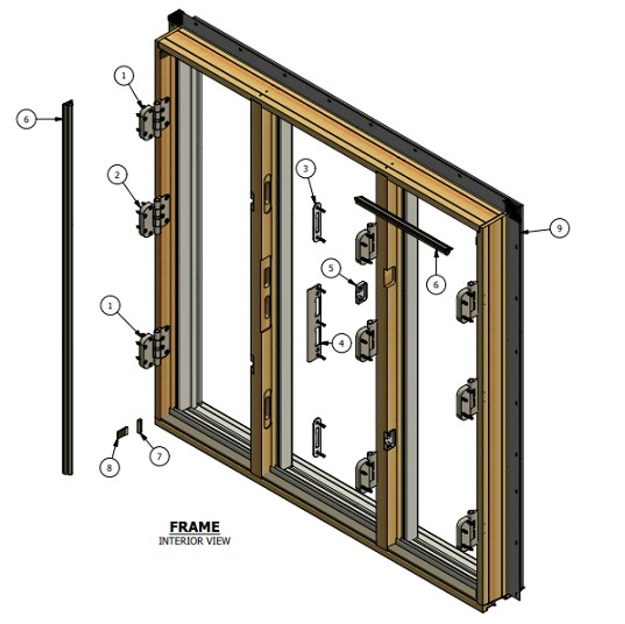 ASHWORTH Door adjustable GUIDE hinge for swing door (#1 on illustration) for doors manufactured 10/17/2015 or newer: