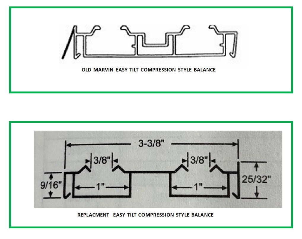 Marvin replacement jamb liners with balances installed for the old Marvin compression tilt double hung manufactured from 1980-1999 (Includes new tilt pins)
