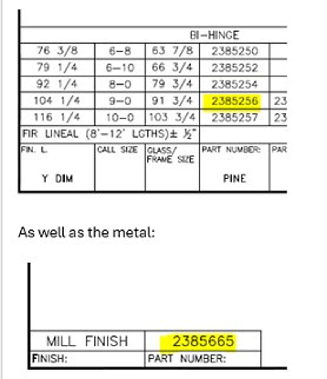Spcial order Astragal for 9-0 door part # 2385256 wood astragal, and part 2385665 Metal cap Note that cap comes mill finish and has tobe job site painted. includes both astragal weather strips ( special order no returns) 6-7 week for manufacturing Spcial order Astragal for 9-0 door part # 2385256 wood astragal, and part 2385665 Metal cap Note that cap comes mill finish and has tobe job site painted. includes both astragal weather strips ( special order no returns) 6-7 week for manufacturing