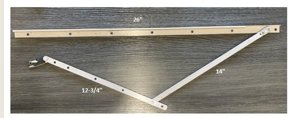  Awning hinge kit: includes (1) 25 '' LH Hinge (1) LH 26'' hinge track, (1) LH 26'' hinge tracke, (1) 25" RH Hin