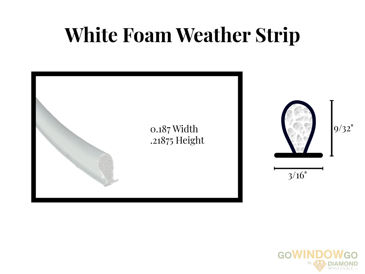 V1800 White foam weather strip. Part # C1B311NW  3/16 w x 9/32 high( comes as 24ft roll) over stock no returns