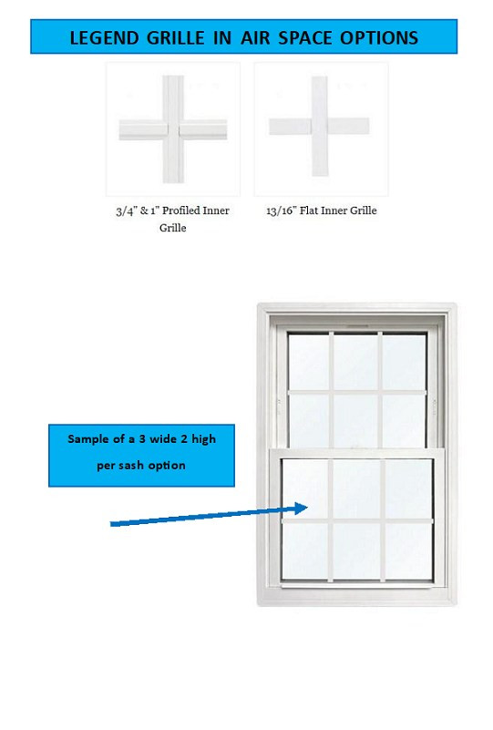 CLEAR  GLASS OR GRILLE IN AIR SPCACE ONLY Windsor Double hung (WHITE SASH ONLY)  to fit "LEGEND SERIES" (PVC) units : NOTE: anything produces prior to June of 2015 will require both top and bottom sash.