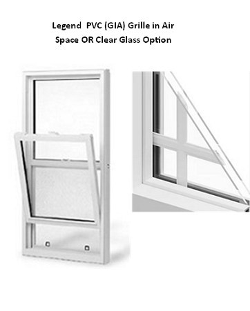 CLEAR  GLASS OR GRILLE IN AIR SPCACE ONLY Windsor Double hung (WHITE SASH ONLY)  to fit "LEGEND SERIES" (PVC) units : NOTE: anything produces prior to June of 2015 will require both top and bottom sash.