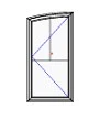 Lincoln clad Left Hand Replacement segment head Casement SASH only, OSM width = 27 OSM height long leg = 56 1/4, OSM  hieght short leg 52 21/32:  white clad, primed interior, low-e 272, 7/8 SDL per picture, Mill finish GIAs  only