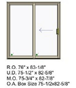 Custom Sized Lincoln Sliding Sliding patio door box size 75 1/2w  x 82 5/8 h, low-e 272 handle set , screen righ hand operation from exterior view (Door shipped knocked Down)