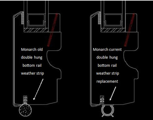 Monarch double hung bottom rail weather strip only includes qty (4) 36'' pieces: