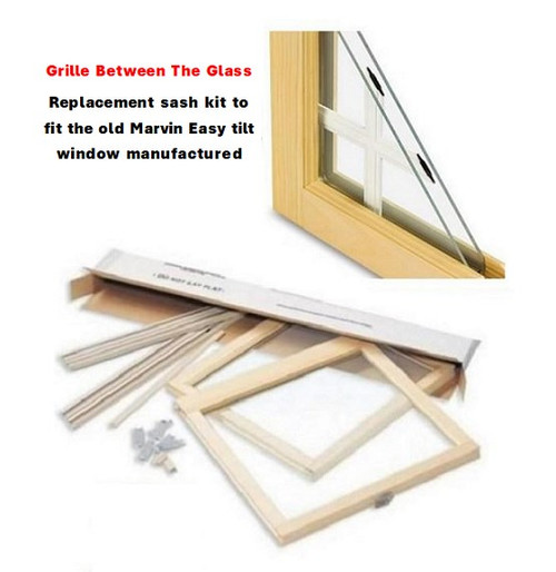 Marvin (GRILLES BETWEEN THE GLASS ONLY )only Double Hung replacement sash kits to  fit old Marvin "Easy Tilt"  Window manufactured from 1980 to 1999