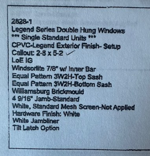  Set of EXTERIOR TOP SASH SDL BARLS ONLY for Windsor Legend Series 2-8 x 5-2  TOP SASH EXTERIOR ONLY double hung. equal pattern 3W2H 