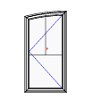 Lincoln clad Left Hand Replacement segment head Casement SASH only, OSM width = 27 OSM height long leg = 56 1/4, OSM  hieght short leg 52 21/32:  white clad, primed interior, low-e 272, 7/8 SDL per picture, Mill finish GIAs  only